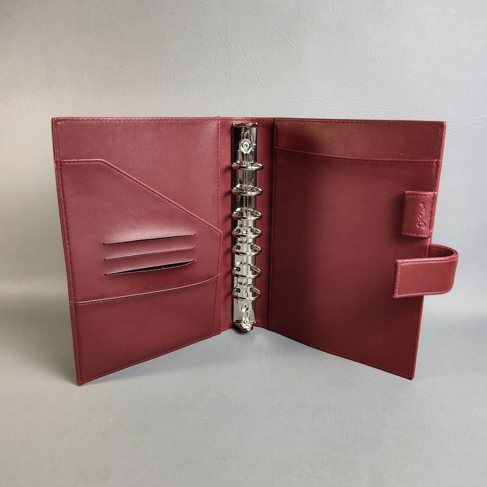 Vintage Day Timer Flavia Planner Classic 7 Ring Organizer Burgundy Leather Heart - Picture 8 of 16